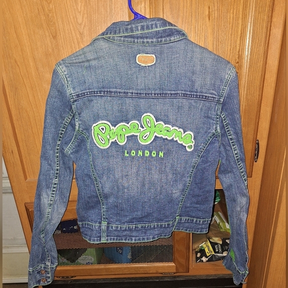 Pepe Jeans London Ladies Denim Jacket - Size Medium Blue and Green - Picture 10 of 10